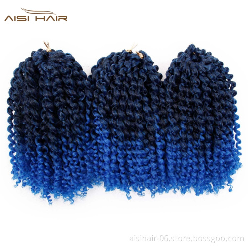 Aisi Hair Best Selling Ombre Blue Dark Root Supplier Long Marly Bob High Temperature Synthetic Crochet Braiding Hair Extensions